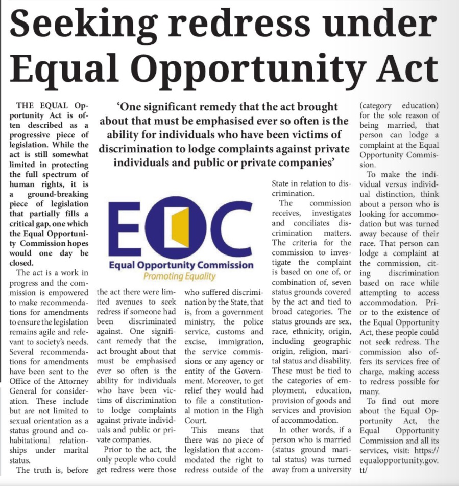 Seeking redress under Equal Opportunity Act